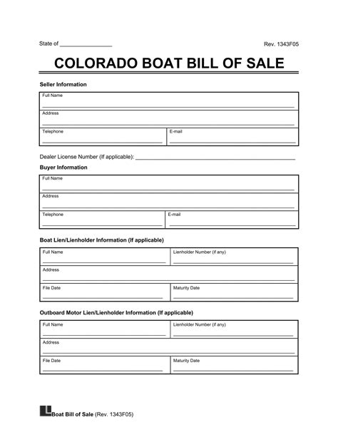 Colorado Bill of Sale Template